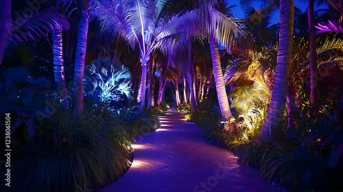 tropical resort in the night