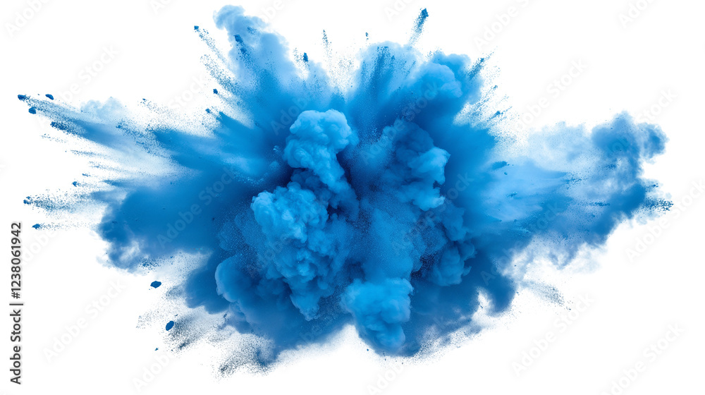 Fototapeta premium A blue smoke explosion border isolated on white and transparent background, cut out png