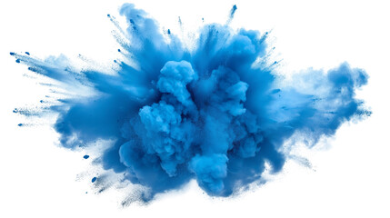 A blue smoke explosion border isolated on white and transparent background, cut out png