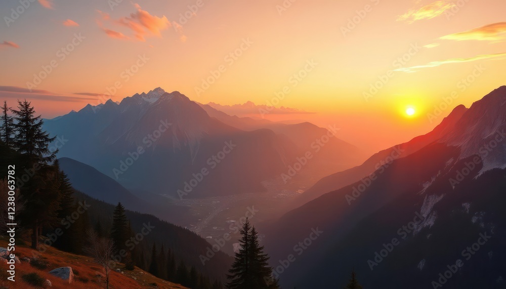 Fototapeta premium Majestic Sunset over the Alpine Mountains