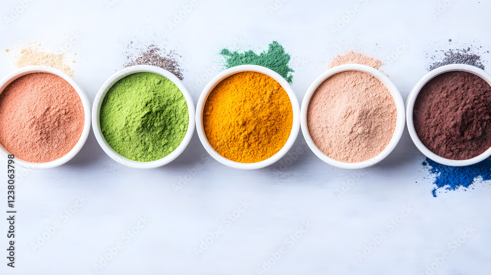 Close-up of various food additives in containers, showcasing bright colors and a variety of textures, used in food processing and preparation.
Close-up of various food additives in containers, showcasing bright colors and a variety of textures, used in food processing and preparation.