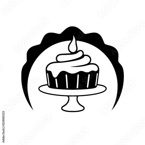 A delectable cupcake, exquisitely adorned with whipped cream and a delicate cherry on top, sits elegantly on a cake stand. This image is perfect for bakeries, dessert shops, and food blogs.