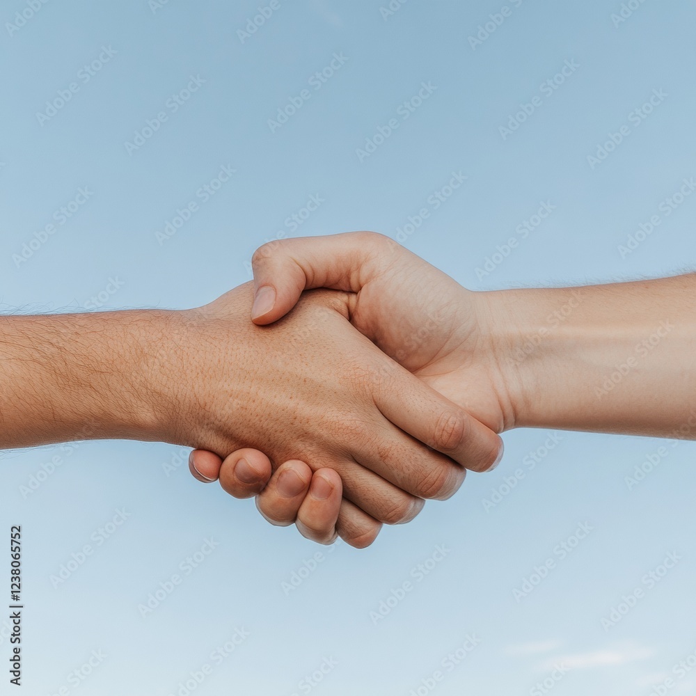 Minimalist Connection Art Symbolic Handshake Against Sky - Promoting Professional Collaboration and Diversity in Digital Marketing and Business Minimalist Connection Art Symbolic Handshake Against Sky - Promoting Professional Collaboration and Diversity in Digital Marketing and Business