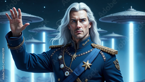 Ashtar, the pleiadian commander of the Silver Fleet, the military branch of the Galactic Federation of Light