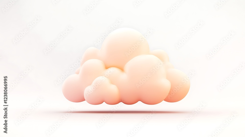 Fototapeta premium HD image of a cloud icon in soft peach color isolated against a white background with high clarity HD
