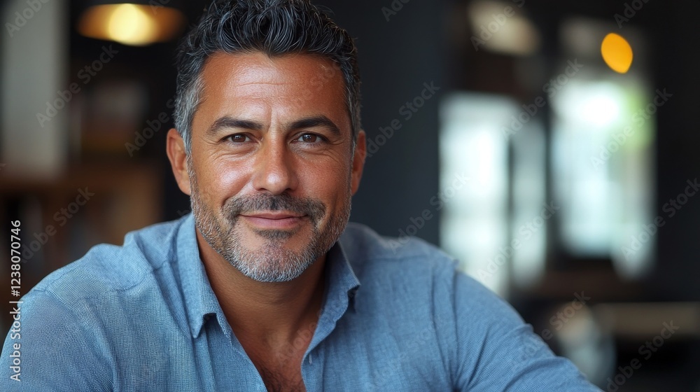 An elegant Hispanic man executive giving a presentation at a business meeting in a modern office, showcasing professionalism, leadership, and corporate success in a contemporary work environment. An elegant Hispanic man executive giving a presentation at a business meeting in a modern office, showcasing professionalism, leadership, and corporate success in a contemporary work environment.