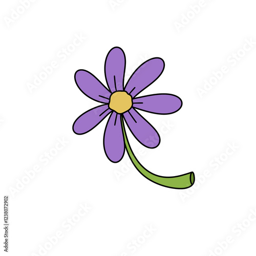 A purple flower with a stem