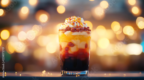 Vietnamese Che Ba Mau three-color dessert photo