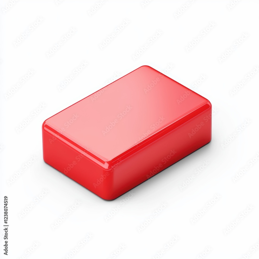 rectangular packaging box in vibrant red with a glossy finish, isolated on a clean white background rectangular packaging box in vibrant red with a glossy finish, isolated on a clean white background