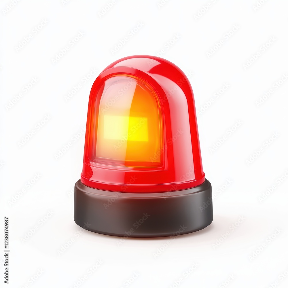 red emergency siren with a glowing light, isolated on a clean white background red emergency siren with a glowing light, isolated on a clean white background