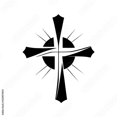 Monochrome Christian Cross Symbol: A Minimalist Design of Faith, Hope, and Spirituality