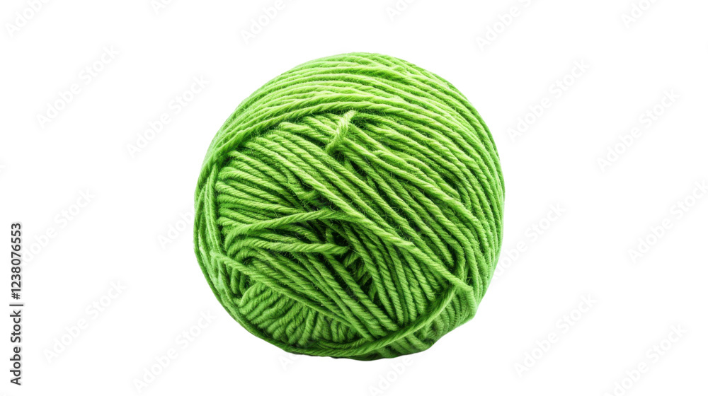 Green yarn ball isolated on transparent background for knitting and crochet Green yarn ball isolated on transparent background for knitting and crochet