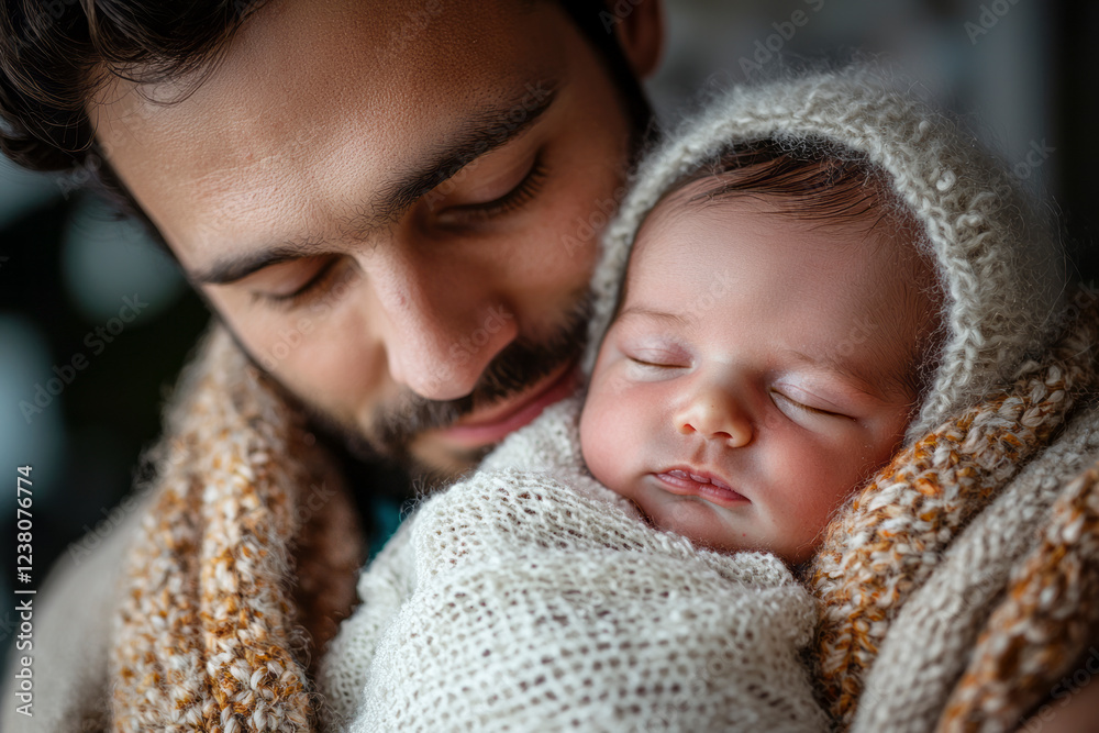 Intimate Moment A Proud Father Cradles His Newborn Capturing the Essence of Love and Connection in a Heartwarming Close-Up Intimate Moment A Proud Father Cradles His Newborn Capturing the Essence of Love and Connection in a Heartwarming Close-Up