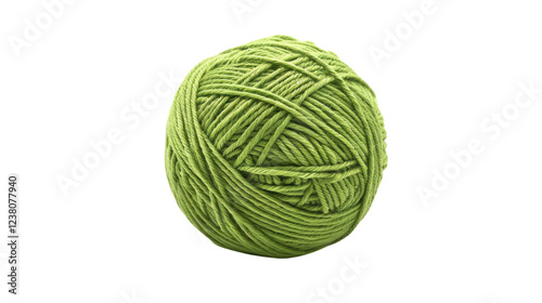 Green yarn ball isolated on transparent background for knitting and crochet