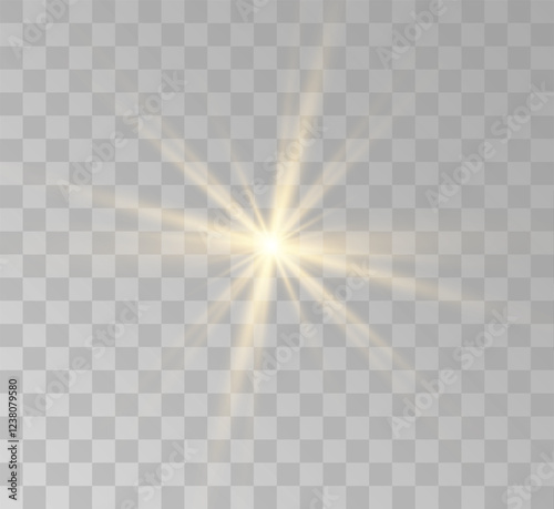 Transparent yellow sunlight special lens flash light effect. Front solar flare lenses	