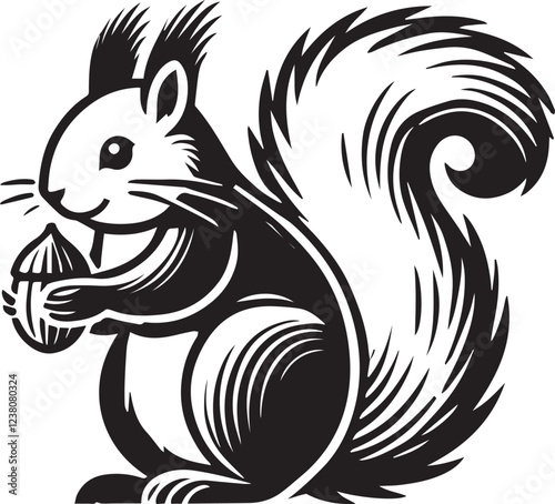 Squirrel vector in black and white