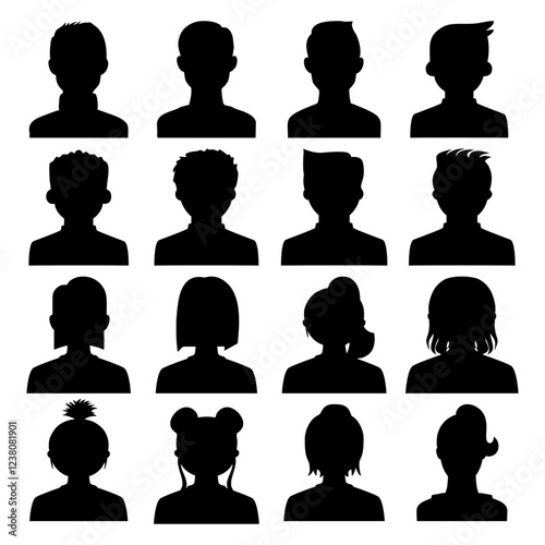 vector face silhouette avatars male and female