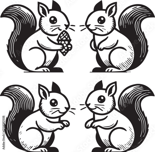 Squirrel vector in black and white