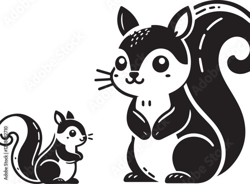 Squirrel vector in black and white