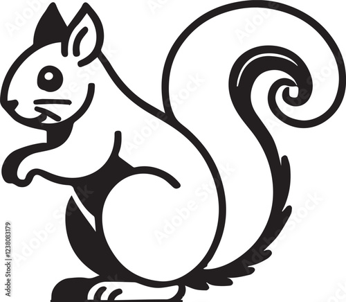 Squirrel vector in black and white