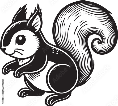 Squirrel vector in black and white