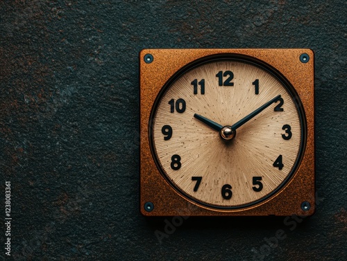 Wallpaper Mural Upcycling environmental concept recycling technology. A vintage clock with a textured face and bold numbers, set against a dark, rustic background, conveying a sense of time and nostalgia. Torontodigital.ca