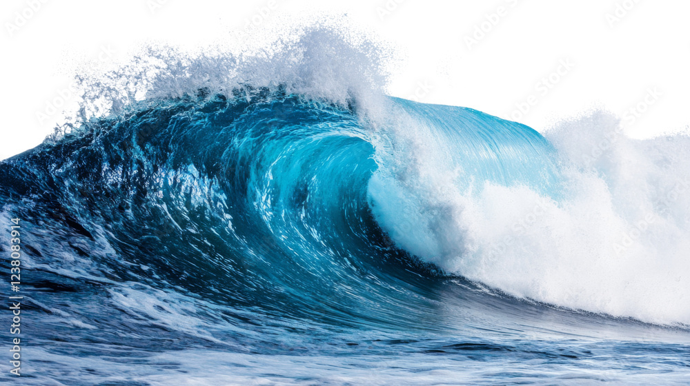 Big blue ocean wave breaking with transparent background Big blue ocean wave breaking with transparent background
