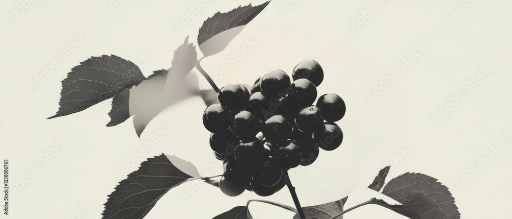 Fototapeta premium Minimalist collage showcasing berries amidst geometric shapes and floral elements