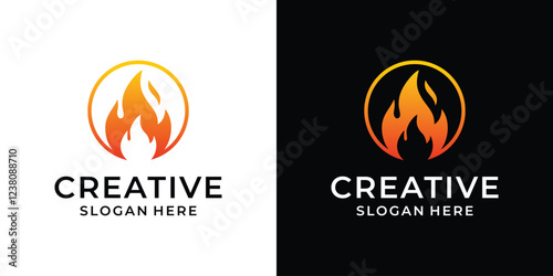 Creative Flame With Circle Logo Design Template