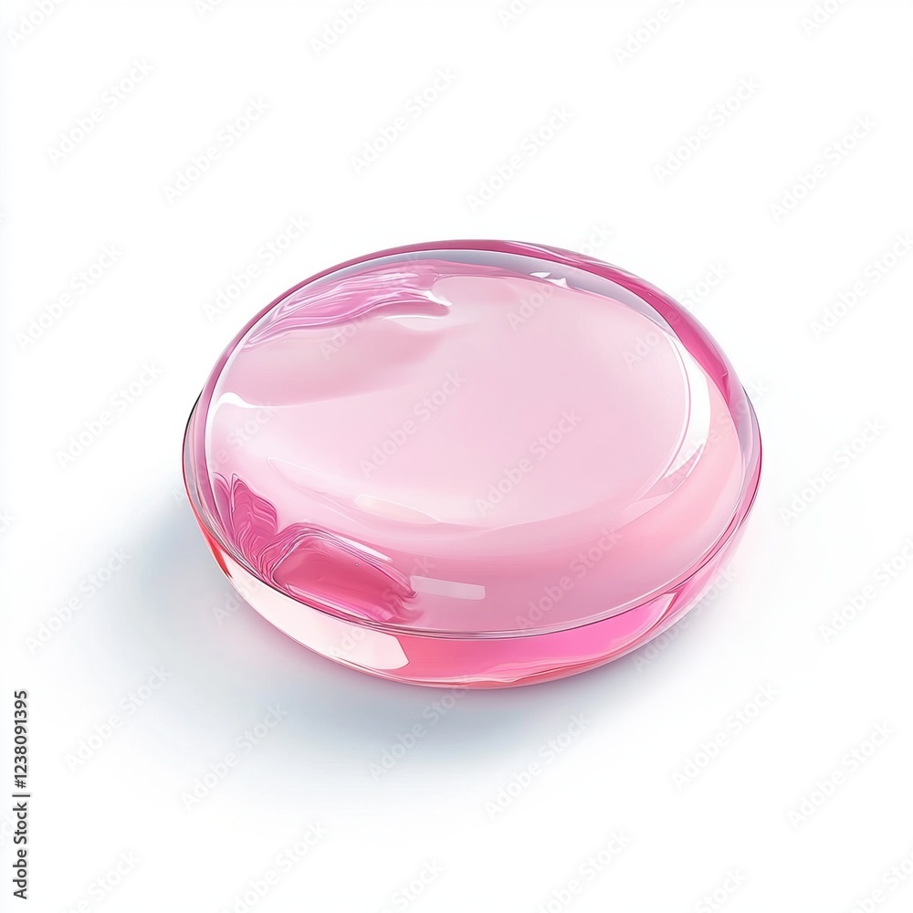 Silicone makeup applicator pad with a transparent gel-like texture, placed on a bright white background Silicone makeup applicator pad with a transparent gel-like texture, placed on a bright white background