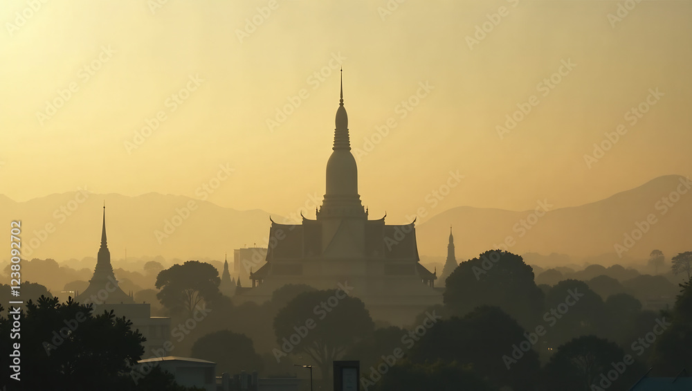 Fototapeta premium Temple Silhouettes in Haze