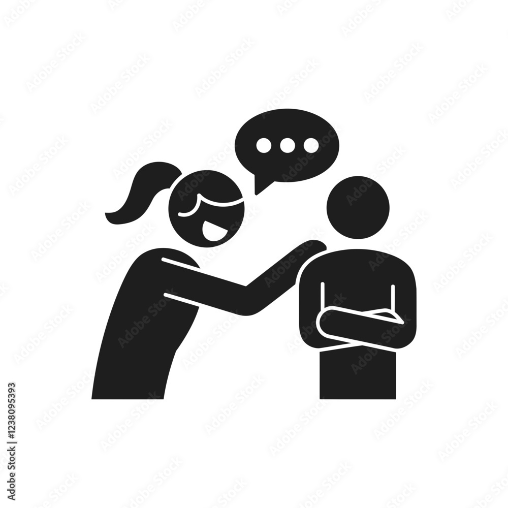 Happy Conversation with Arms Crossed Icon Happy Conversation with Arms Crossed Icon