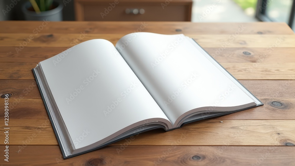 Magazine Mockup on Table, Glossy magazine on rustic wooden table photorealistic. Magazine Mockup on Table, Glossy magazine on rustic wooden table photorealistic.