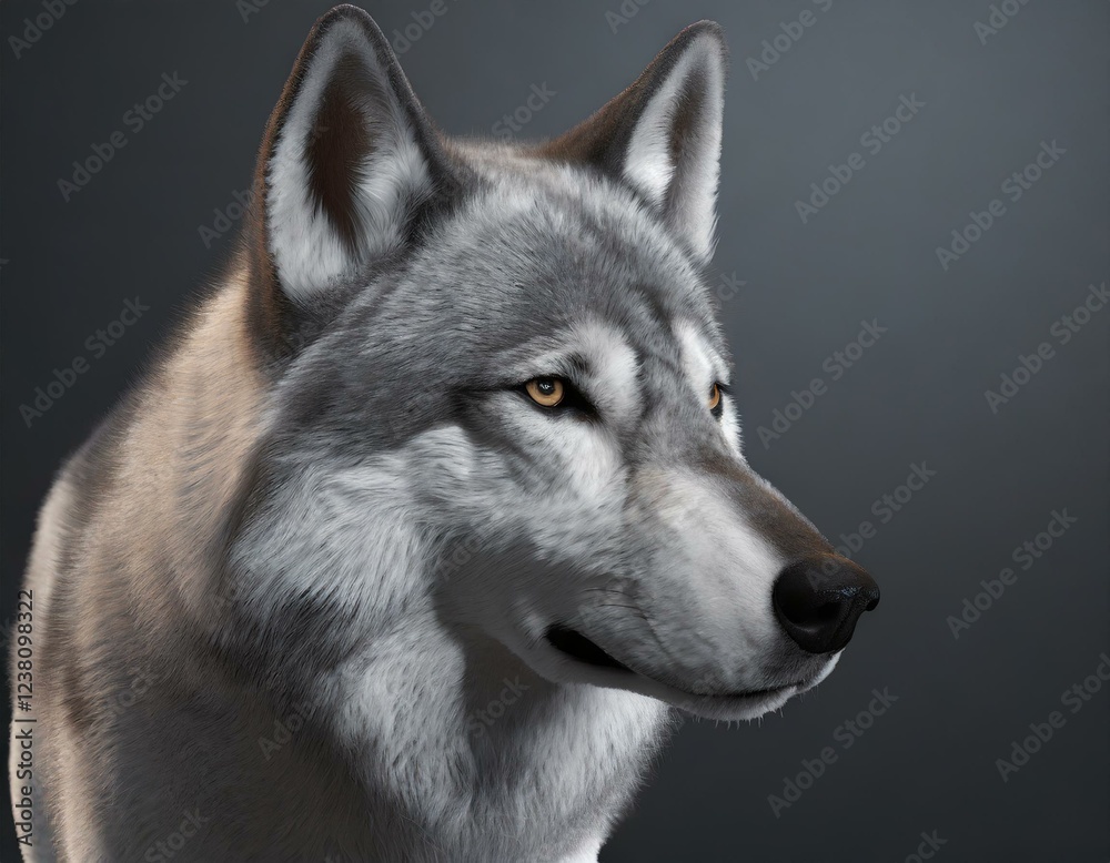 Fototapeta premium Portrait of a wolf with a proud look on a dark background