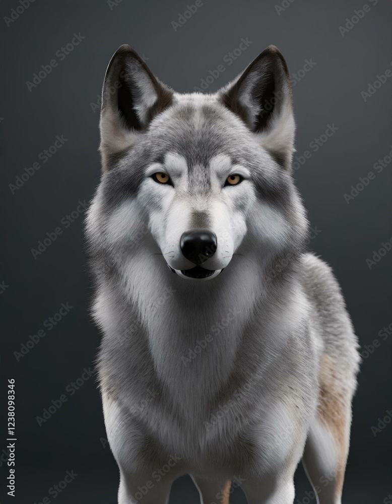 Fototapeta premium Portrait of a wolf with a proud look on a dark background