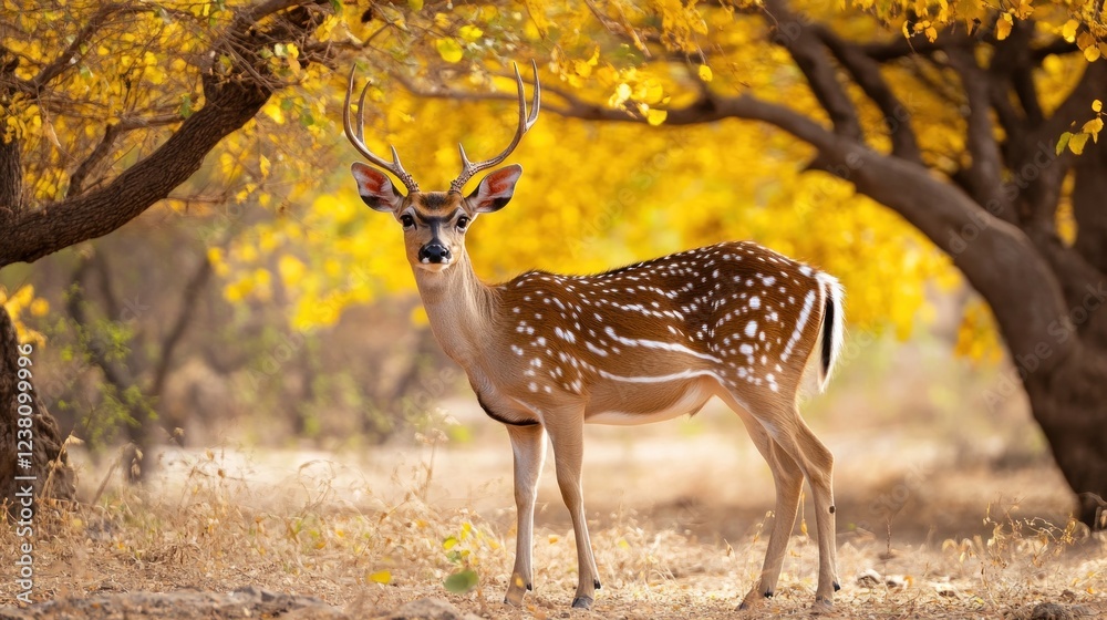 Spotted Deer in Autumn Forest Spotted Deer in Autumn Forest