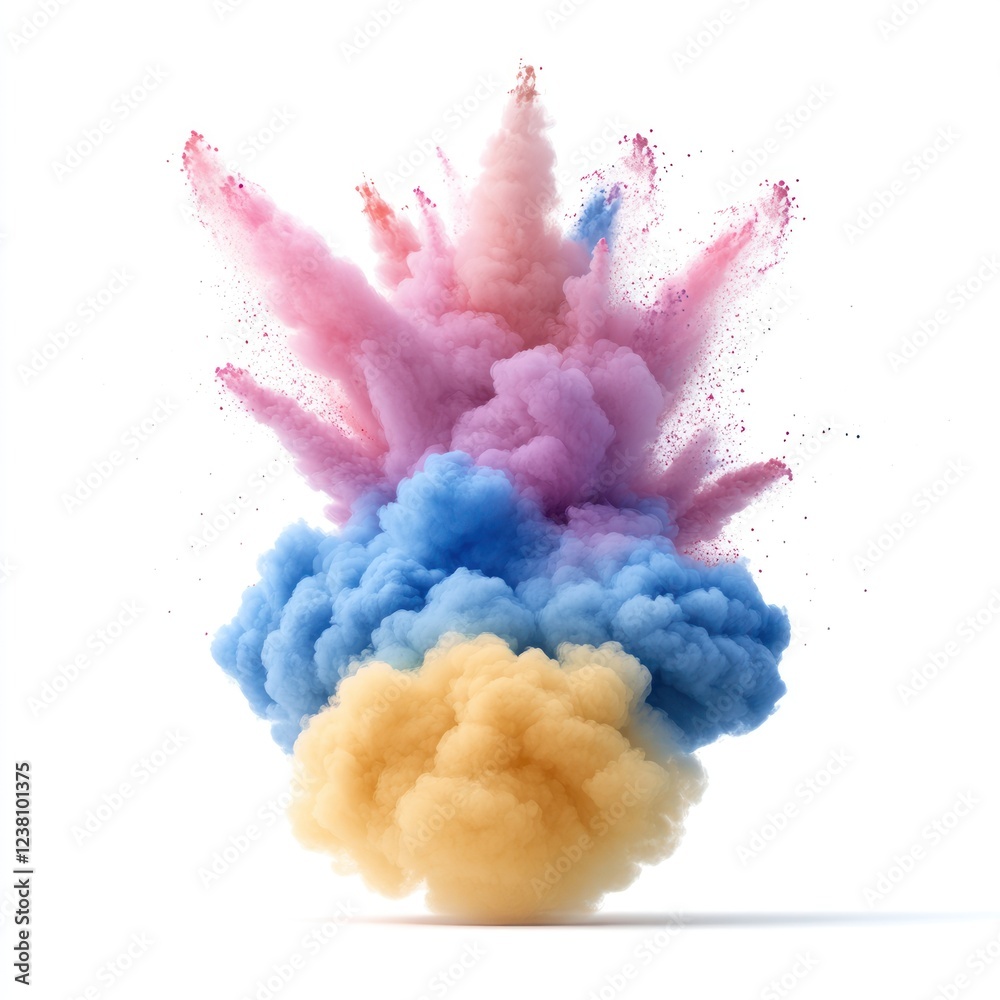 Fototapeta premium Abstract Colorful Happy Holi Background with Ink Cloud for Indian Color Festival Greetings and Celebration