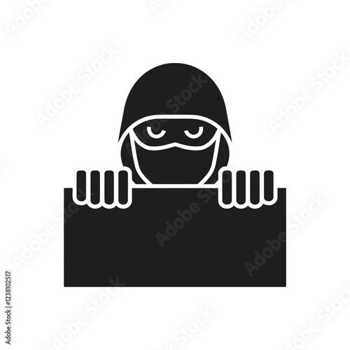 Masked Intruder Behind Barrier Icon