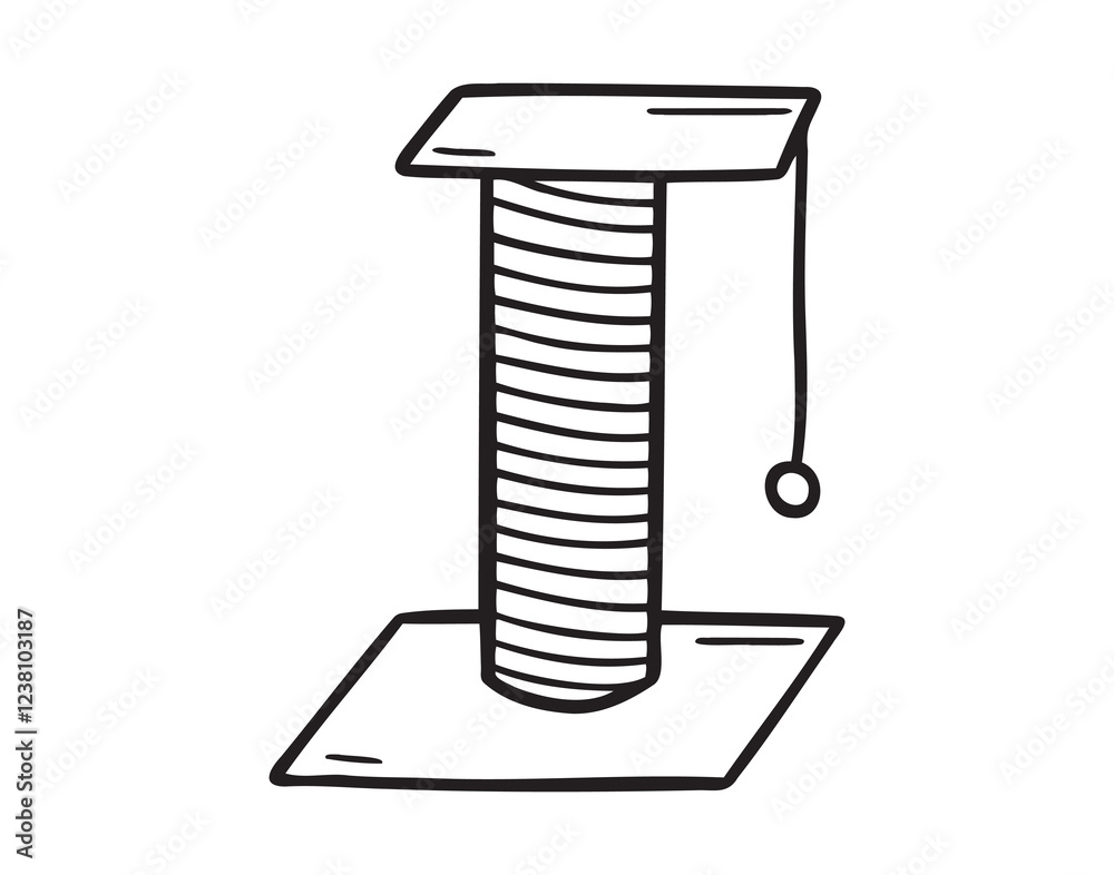 cat scratching post doodle hand drawn icon. Outline drawing cat scratching post line clipart symbol cat scratching post doodle hand drawn icon. Outline drawing cat scratching post line clipart symbol