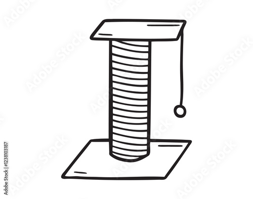 cat scratching post doodle hand drawn icon. Outline drawing cat scratching post line clipart symbol