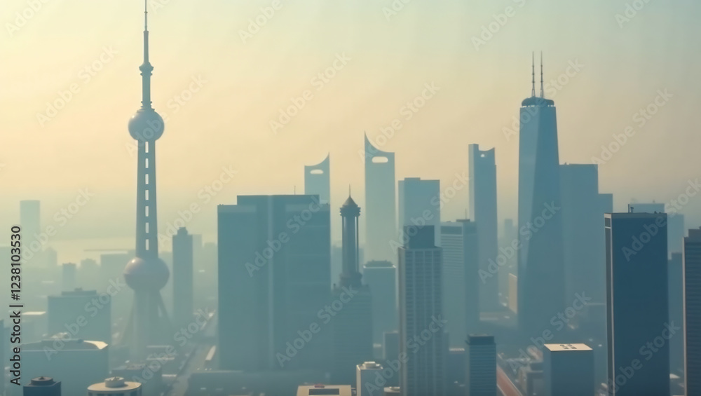 Fototapeta premium Global City Skylines, Hazy