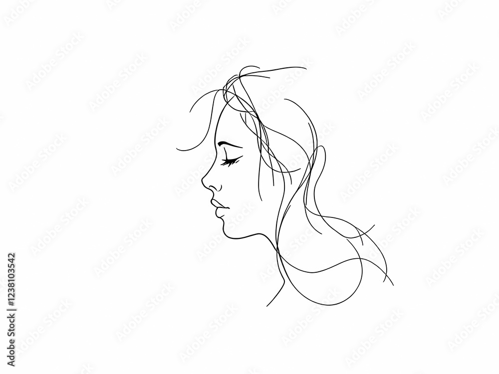 Minimalist Line Art of a Woman Profile Minimalist Line Art of a Woman Profile