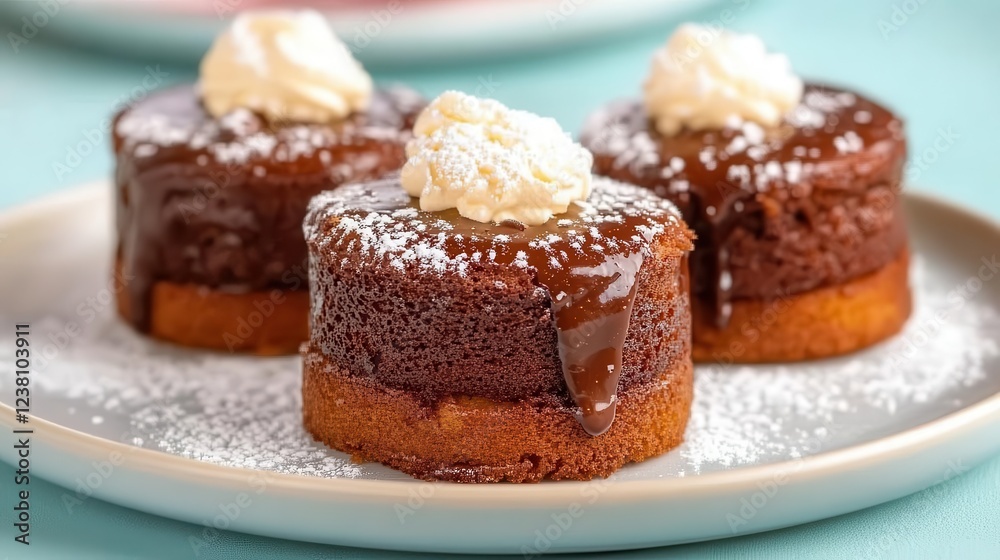 A decadent dessert of chocolate lava cake with molten filling elegantly styled with a dusting of powdered sugar is a tempting treat for any sweet tooth. A decadent dessert of chocolate lava cake with molten filling elegantly styled with a dusting of powdered sugar is a tempting treat for any sweet tooth.