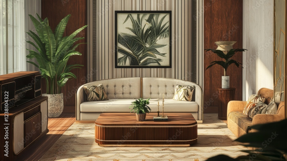 Luxurious Mid-Century Modern Living Room Interior Design