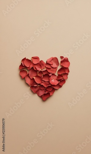 Romantic Valentines Day Nature Heart Symbol from Rose Petals - Eco-Friendly Wedding and Spring Festival Branding for Creative Love-Inspired Campaigns