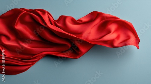 Wallpaper Mural A flowing red satin fabric draped elegantly over a soft blue surface. Torontodigital.ca