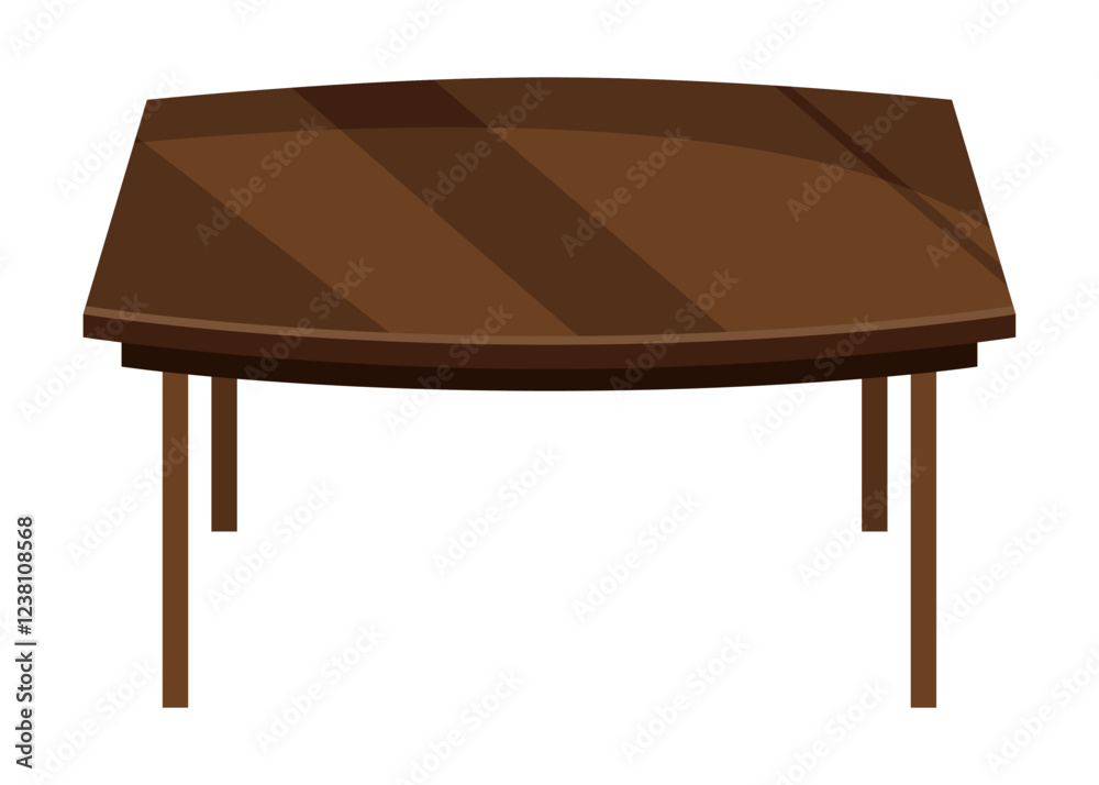 Table furniture of wood, interior wooden desk. Empty wooden table isolated illustration on white background. Vector illustration of platform or stand Table furniture of wood, interior wooden desk. Empty wooden table isolated illustration on white background. Vector illustration of platform or stand
