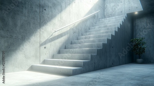 Modern Concrete Staircase: Minimalist Interior Design Architecture Photography
