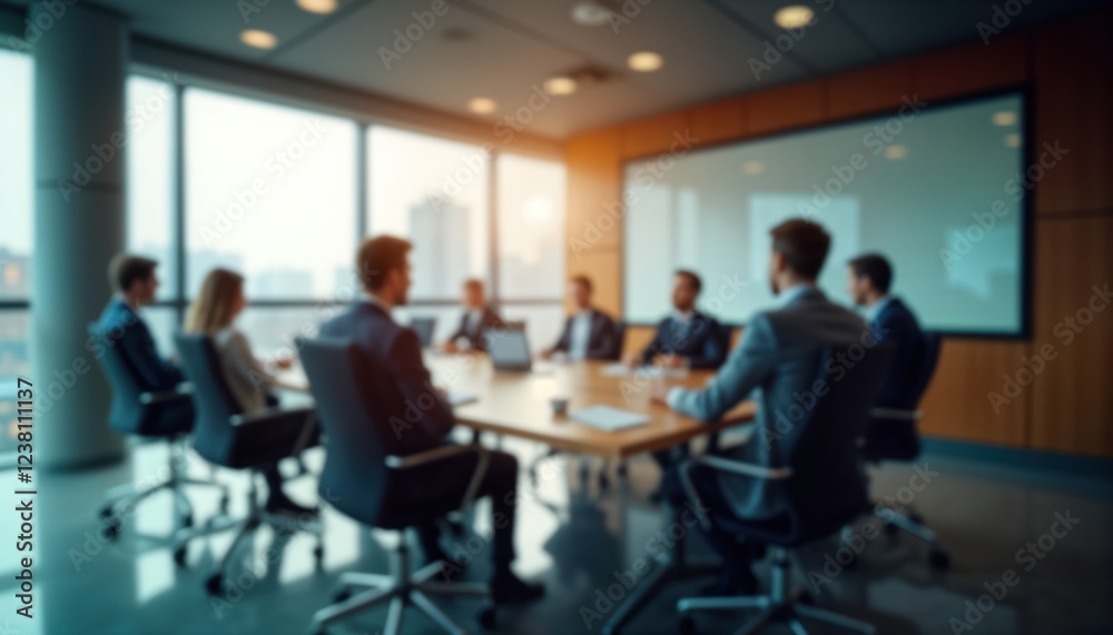 Business people sit in conference room. Modern office setting. Blurred view. Meeting in progress. Collaboration. Team works together. Pro workplace. Strategy session brainstorming. Planning session. Business people sit in conference room. Modern office setting. Blurred view. Meeting in progress. Collaboration. Team works together. Pro workplace. Strategy session brainstorming. Planning session.