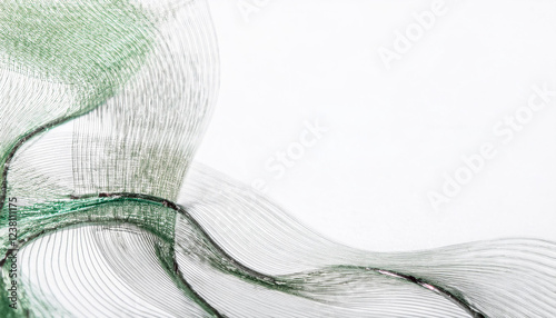 Abstract green lines, green and gray tones, soft and flowing, wave, flow, fluid, minimalist, organic, nature inspired, modern, contemporary, geometric, dynamic, futuristic, abstract art, design. photo